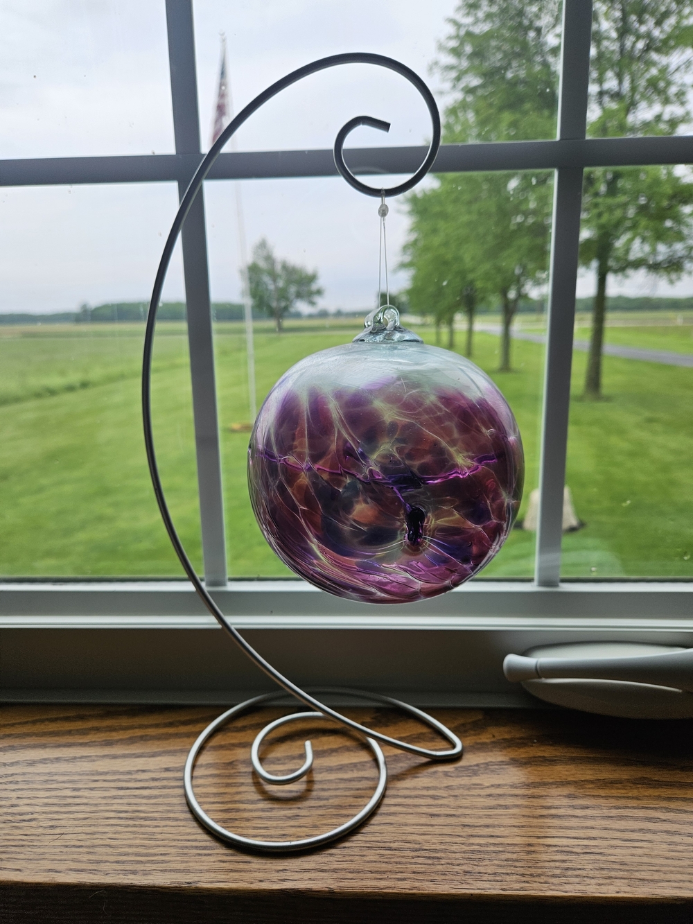 Hand-Blown Purple Glass Orb Hanging Art